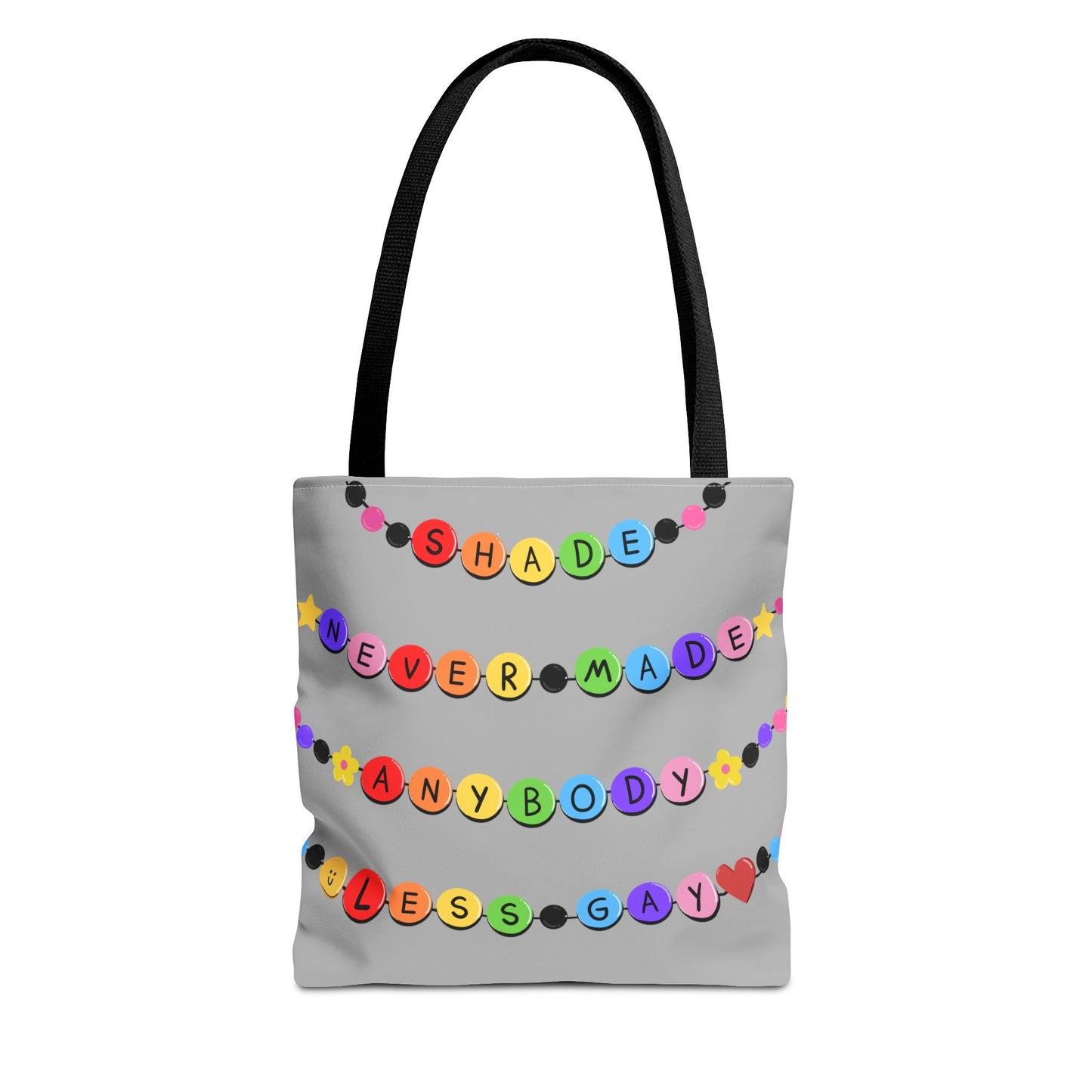 Shade Never Made Anybody Less Gay - Friendship Bracelet Pride - Colorful Pride Tote Bag, LGBTQ+ Shopping Bag, Fun Statement Bag, Gift for Friends, Eco-Friendly Tote