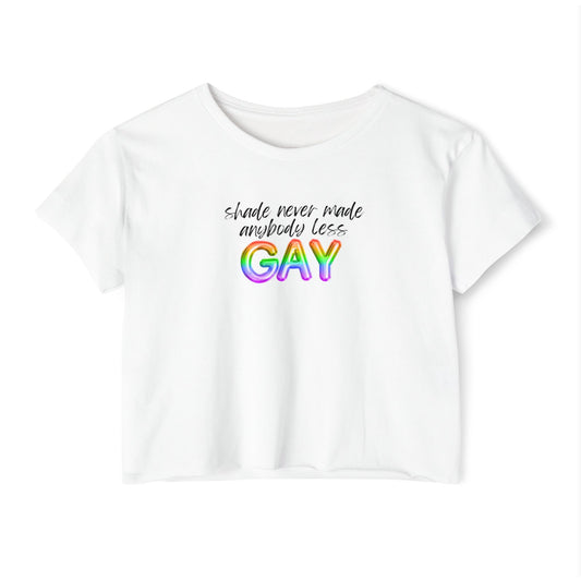 shade never made anybody less gay - swiftie pride - Women's Festival Crop Top