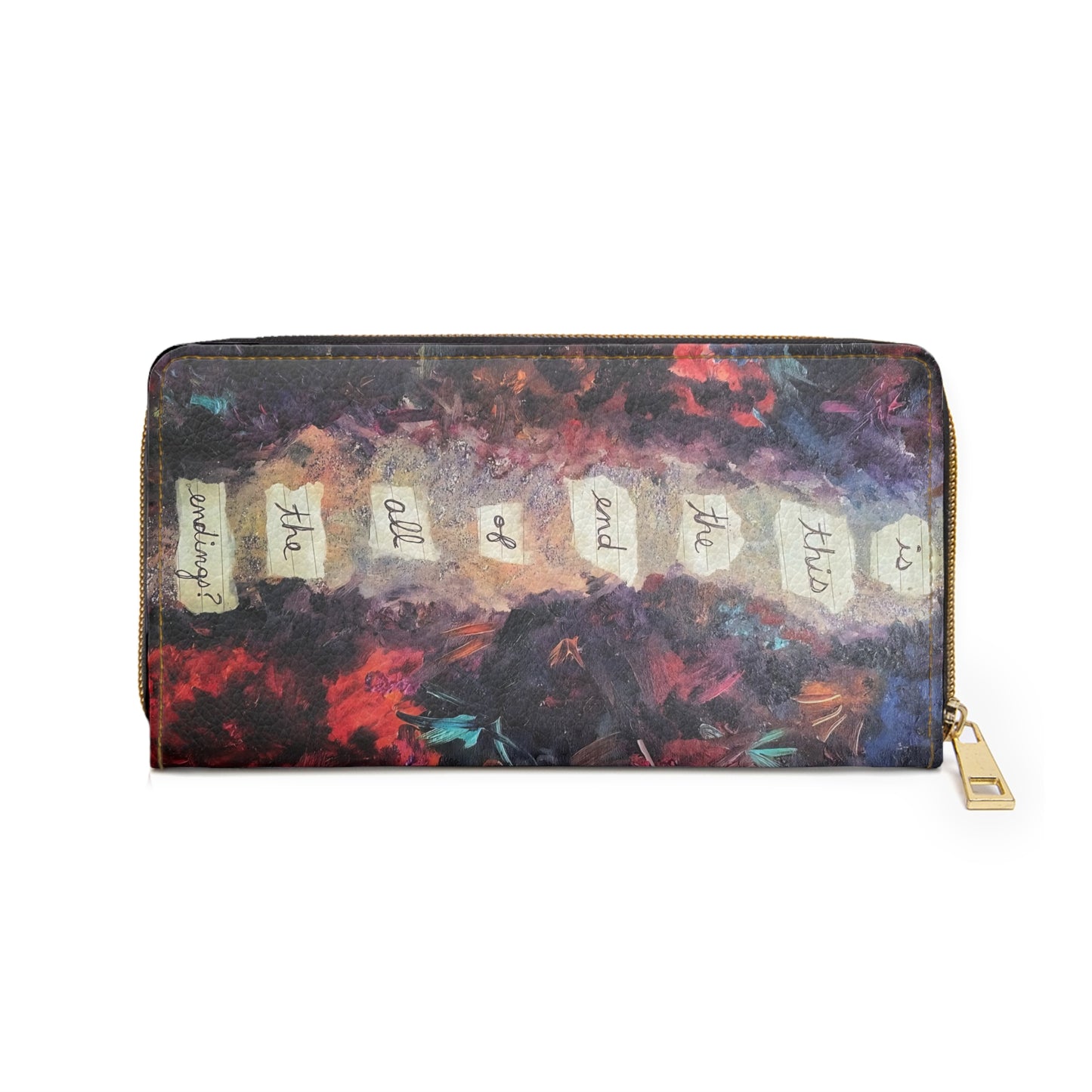 Zipper Wallet — Vintage Floral Quote Zip Wallet ("is this is the end of all the endings?")