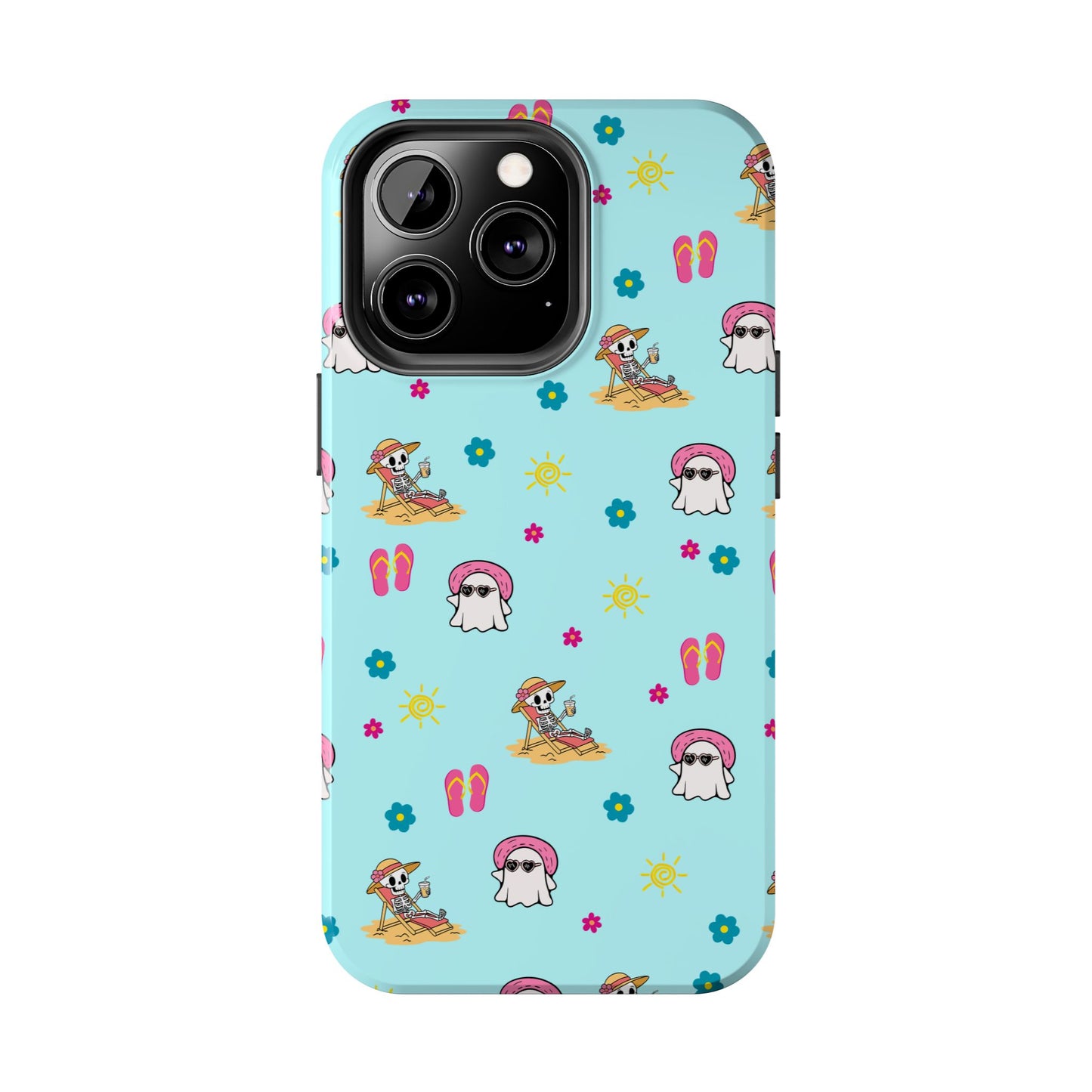Aqua Summerween Tough Phone Cases, Cute Beach Pattern, Fun Gift for Beach Lovers, Summer Accessories, Protective Phone Cover