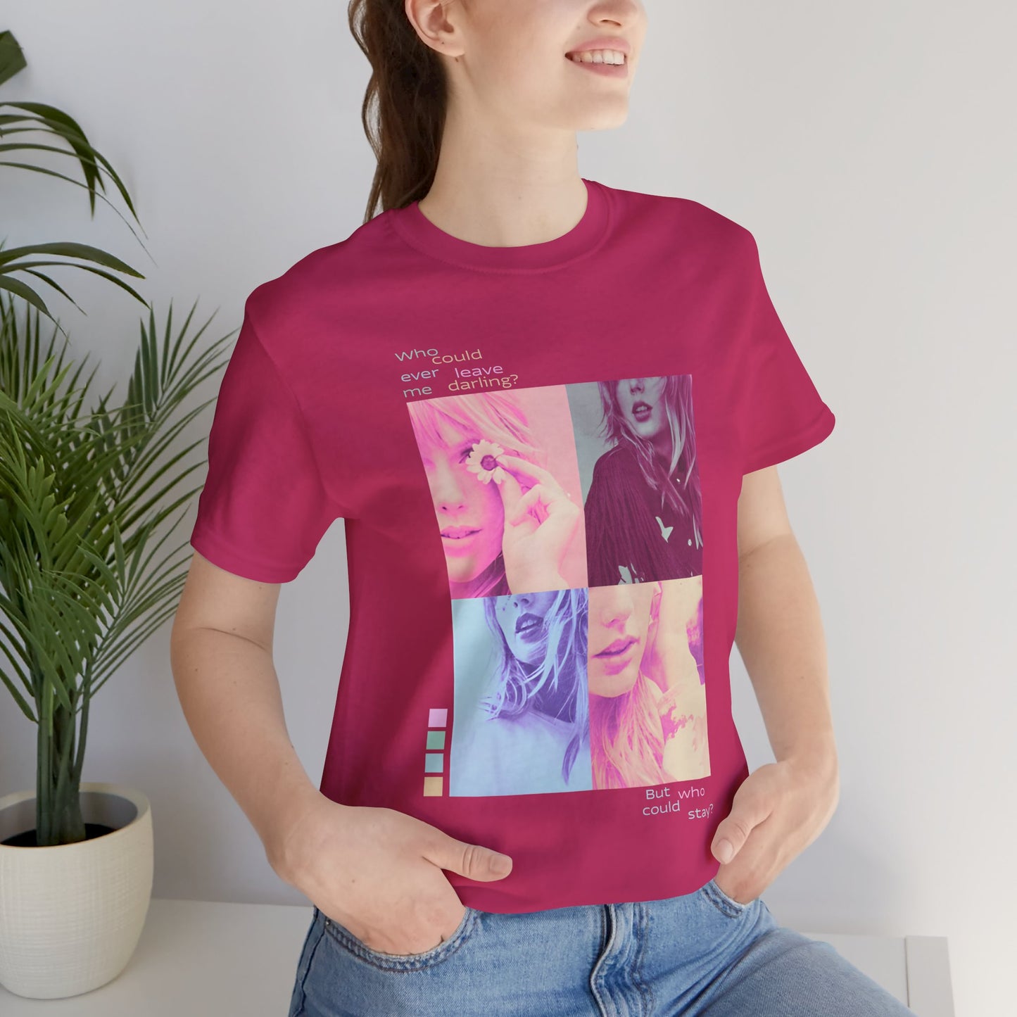 Pop Art Photo Grid Tee — "Who Could Stay?" Unisex Bella Canvas Collage T-Shirt