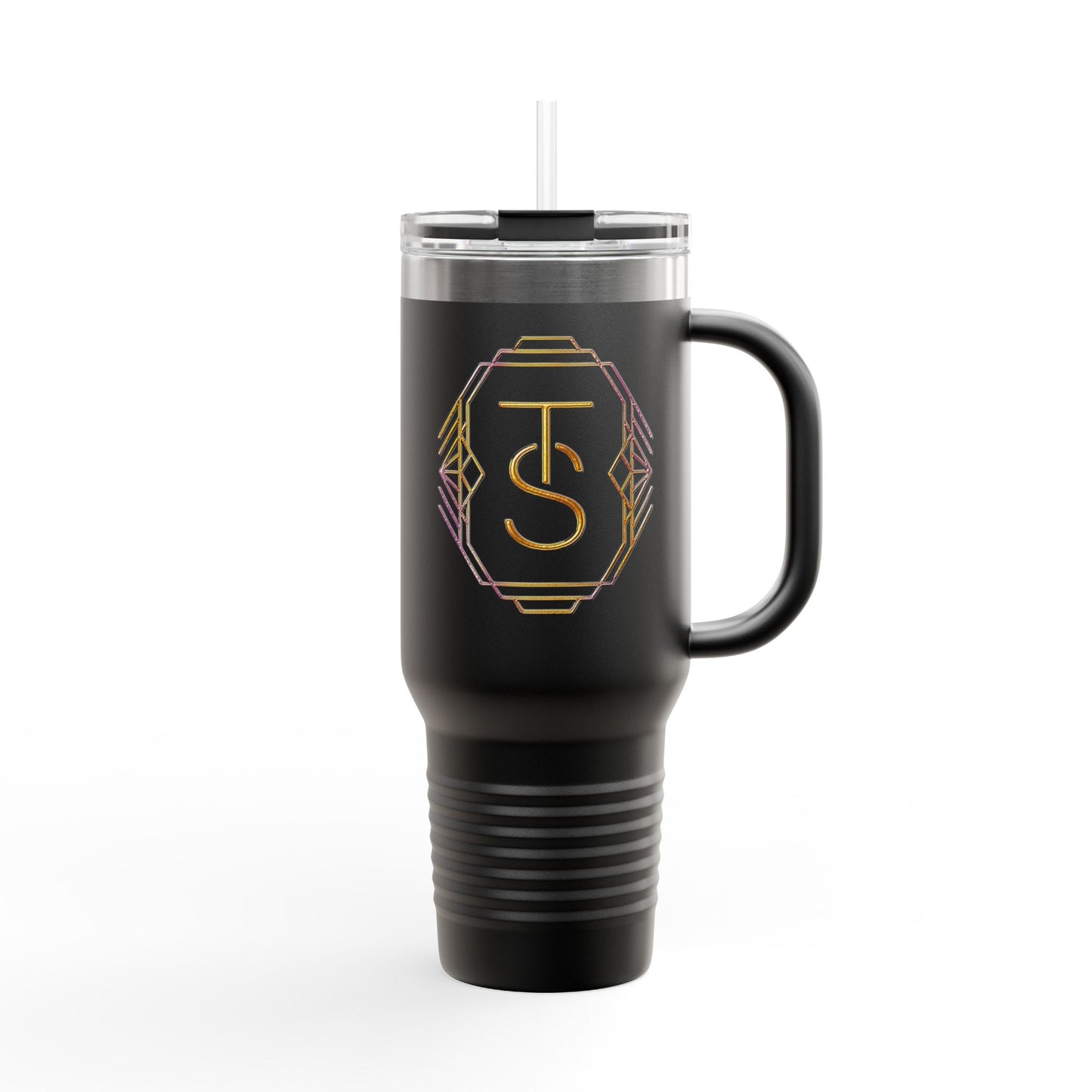 40oz Insulated Travel Mug with Gold Monogram – Large Thermal Tumbler