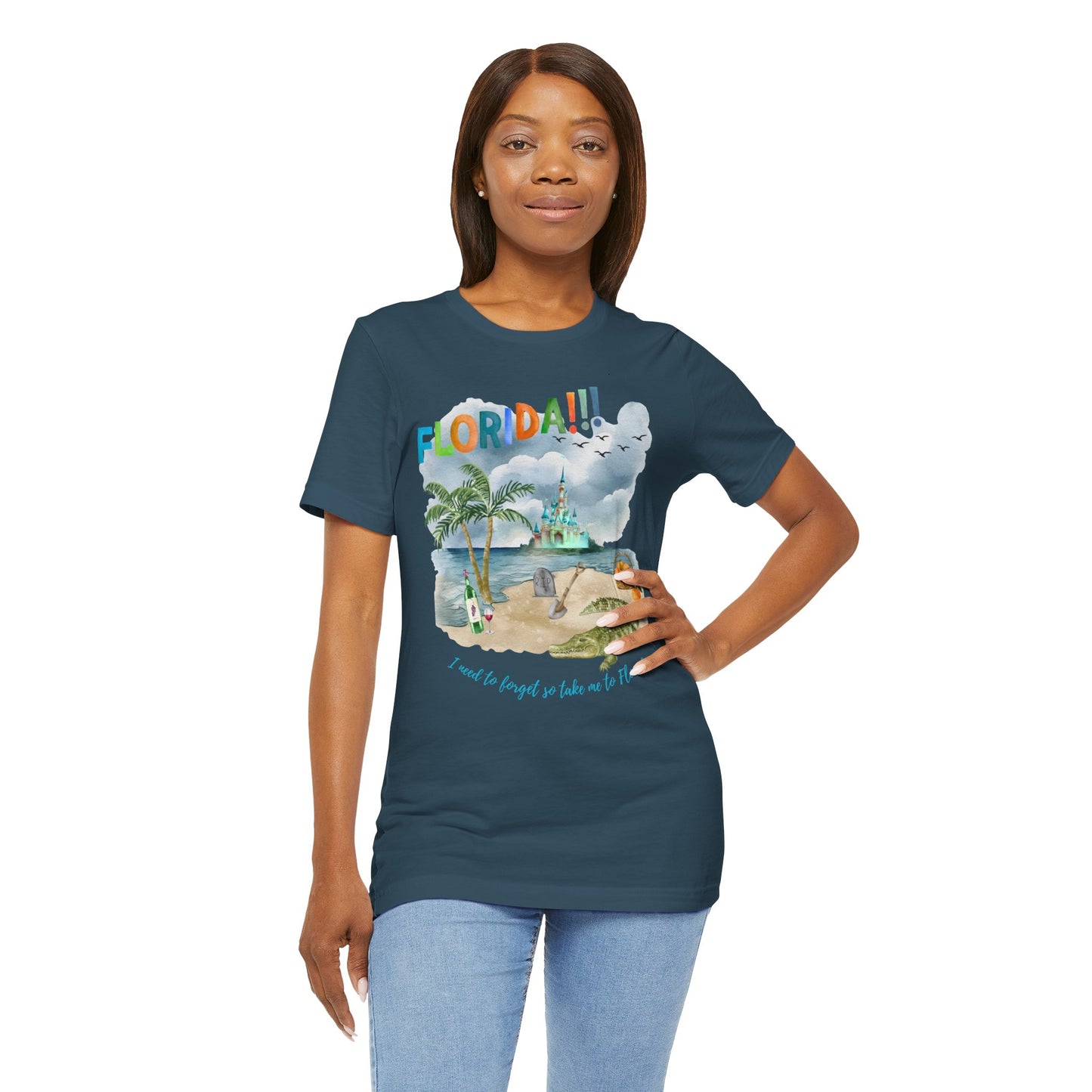 FLORIDA!!! Watercolor Print - Unisex Jersey Short Sleeve Tee