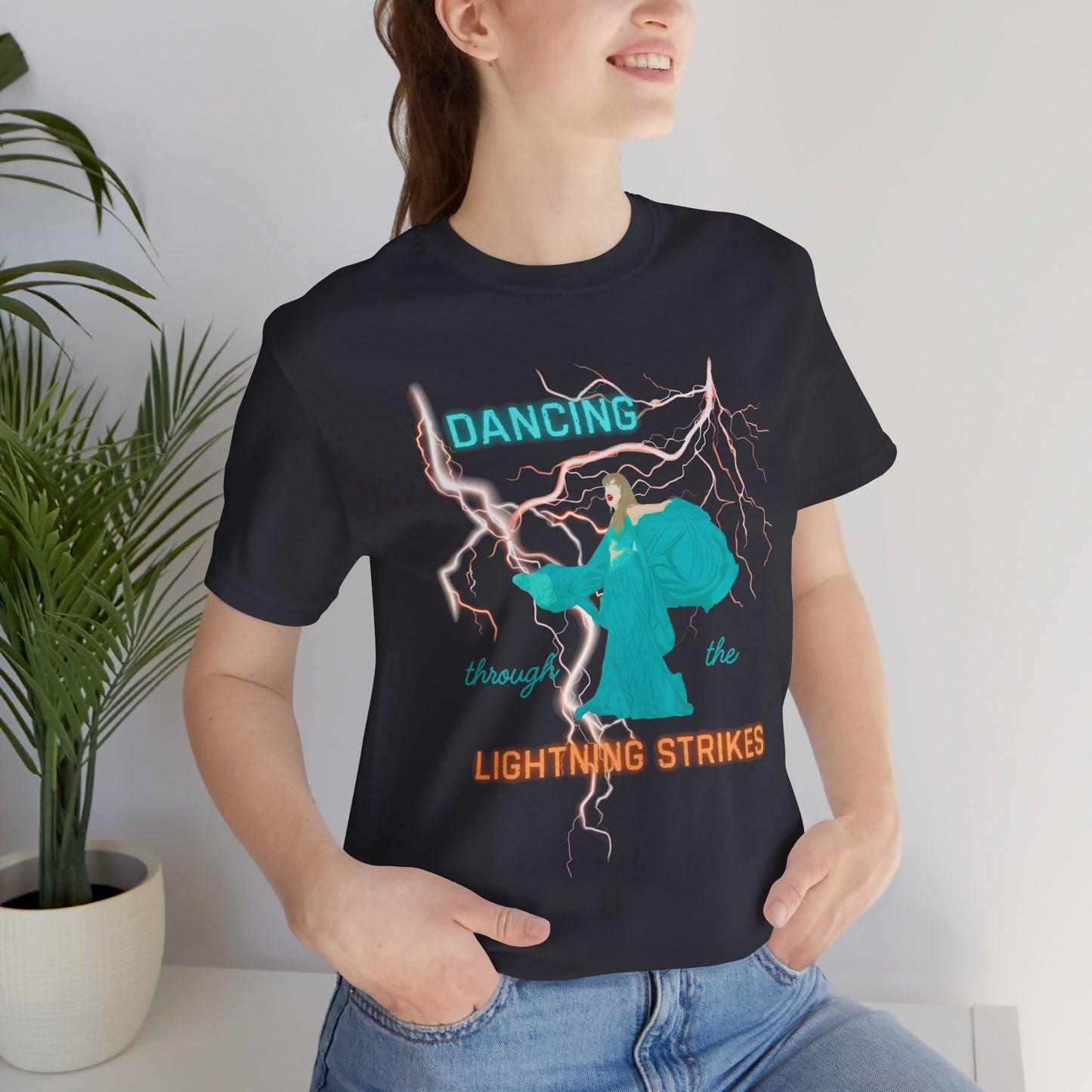 Dancing Through the Lightning Strikes Tee, Unisex Graphic T-Shirt for Music Lovers, Concert Attire, Festival Wear, Unique Gift