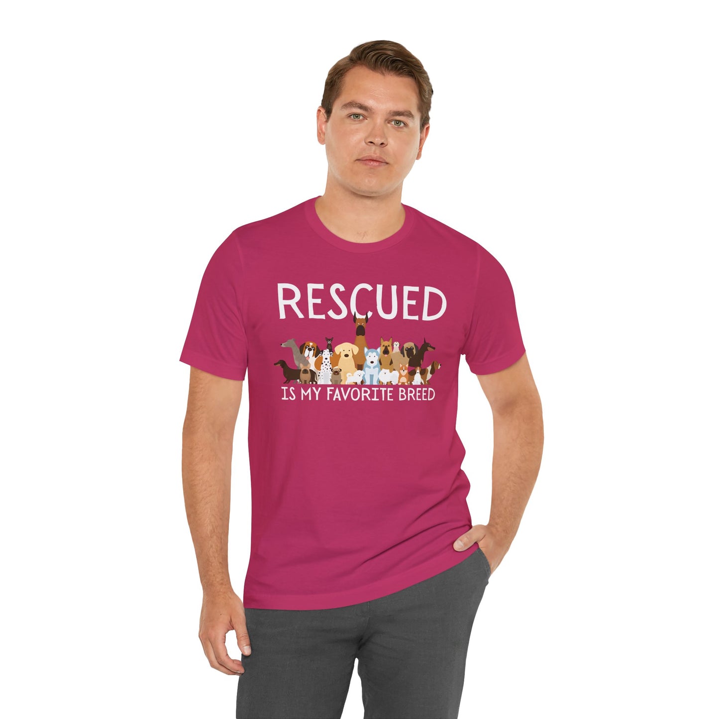 Unisex Dog Lover Tee: 'Rescued is My Favorite Breed' Shirt, Animal Rescue Gift, Pet Owner Apparel, Fun Casual Wear, Birthday Gift