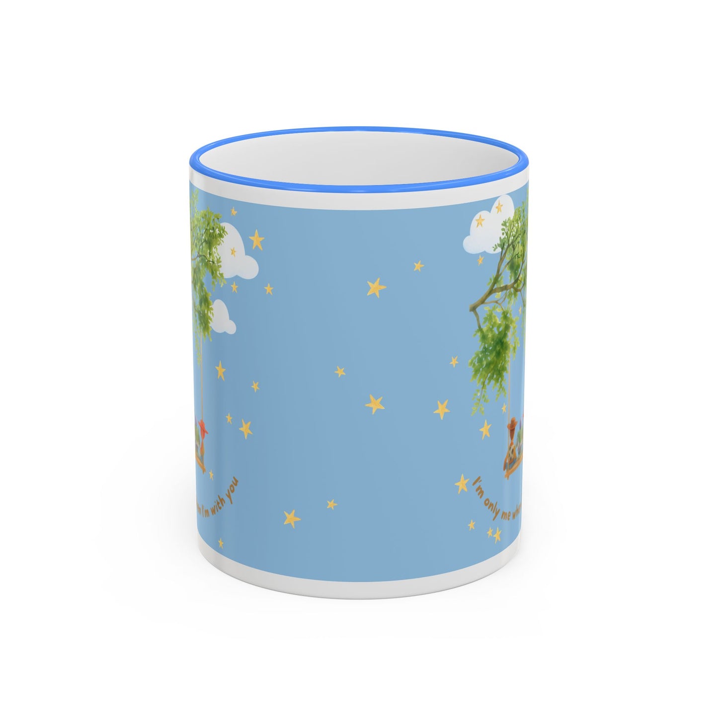I'm only me when I'm with you Mug — Whimsical Tree, Stars & Clouds Accent Rim