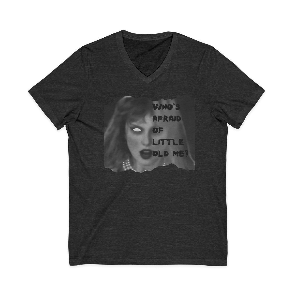 Who's Afraid of Little Ole Me? Unisex VNECK T-Shirt, Halloween Costume Tee, Spooky Gift, Horror Lover Shirt, Statement Tee