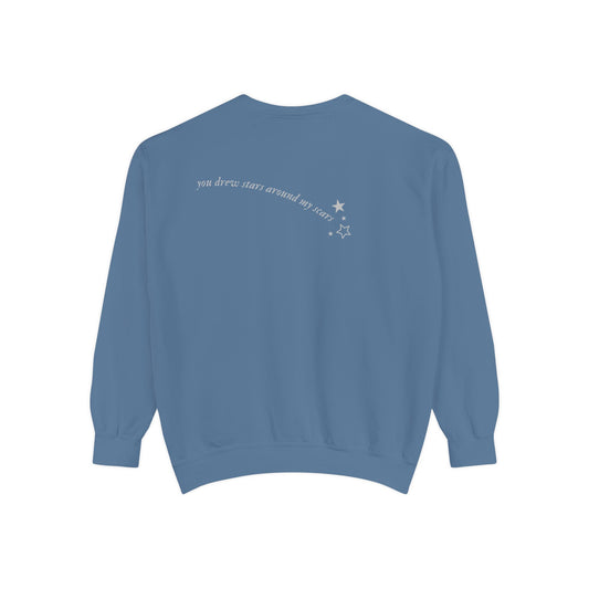Stars around my Scars Crewneck Denim Blue Comfort Colors