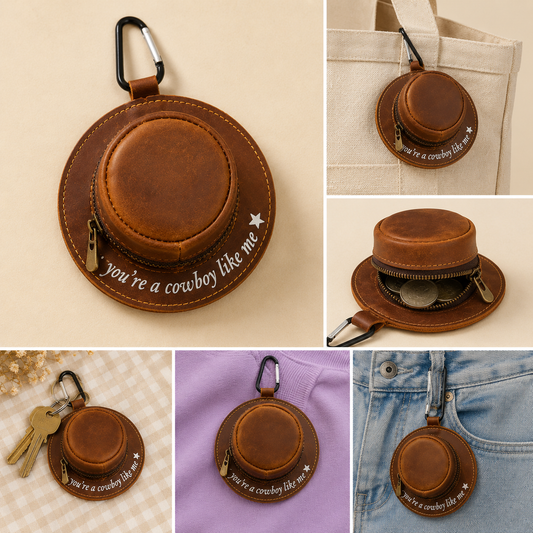 Cowboy Like Me Leather Bag Charm - Cowboy Hat