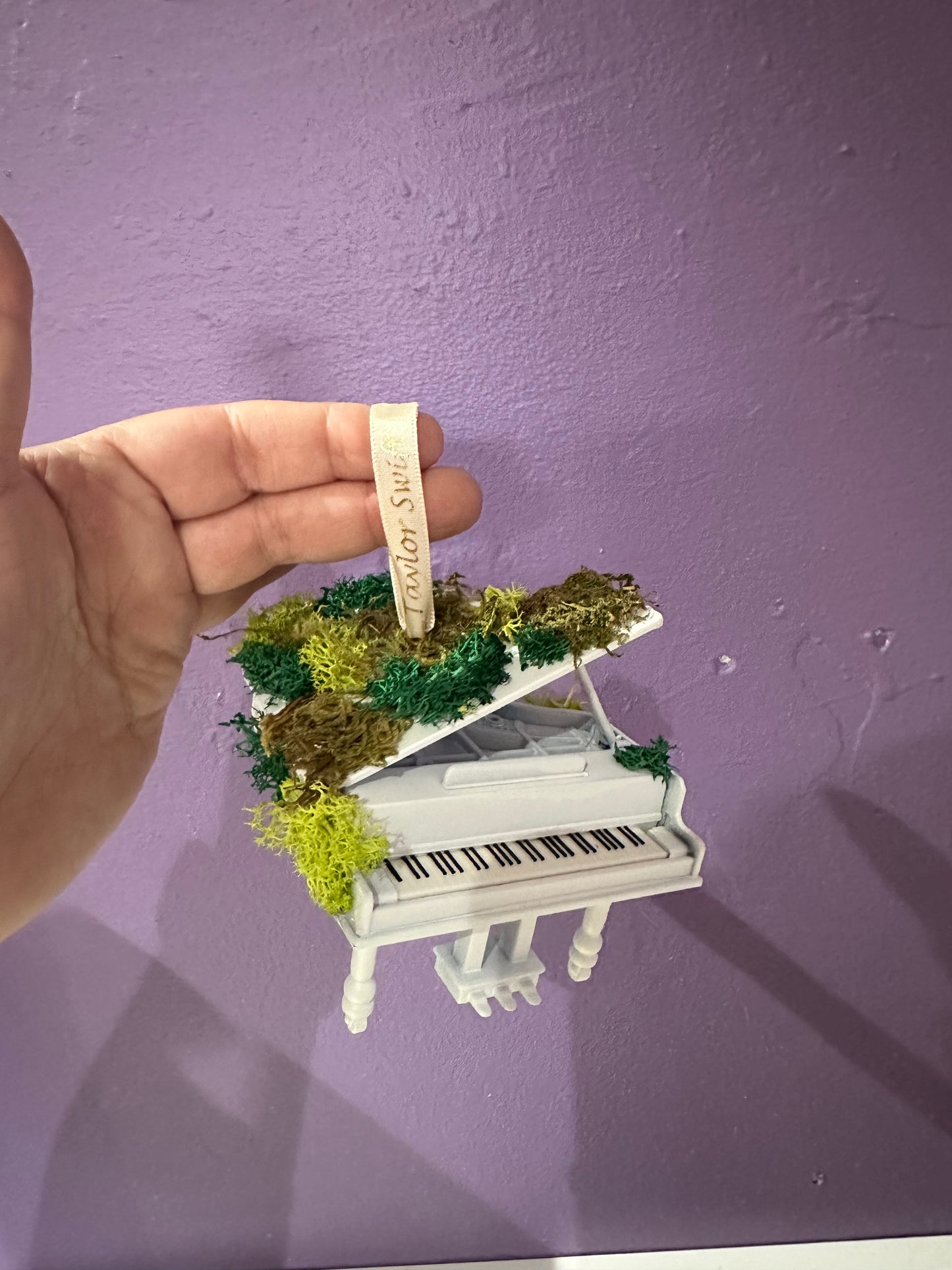 Moss Covered Grand Piano Ornament - Champagne Problems Eras Inspired - Swiftie Piano Christmas Ornament