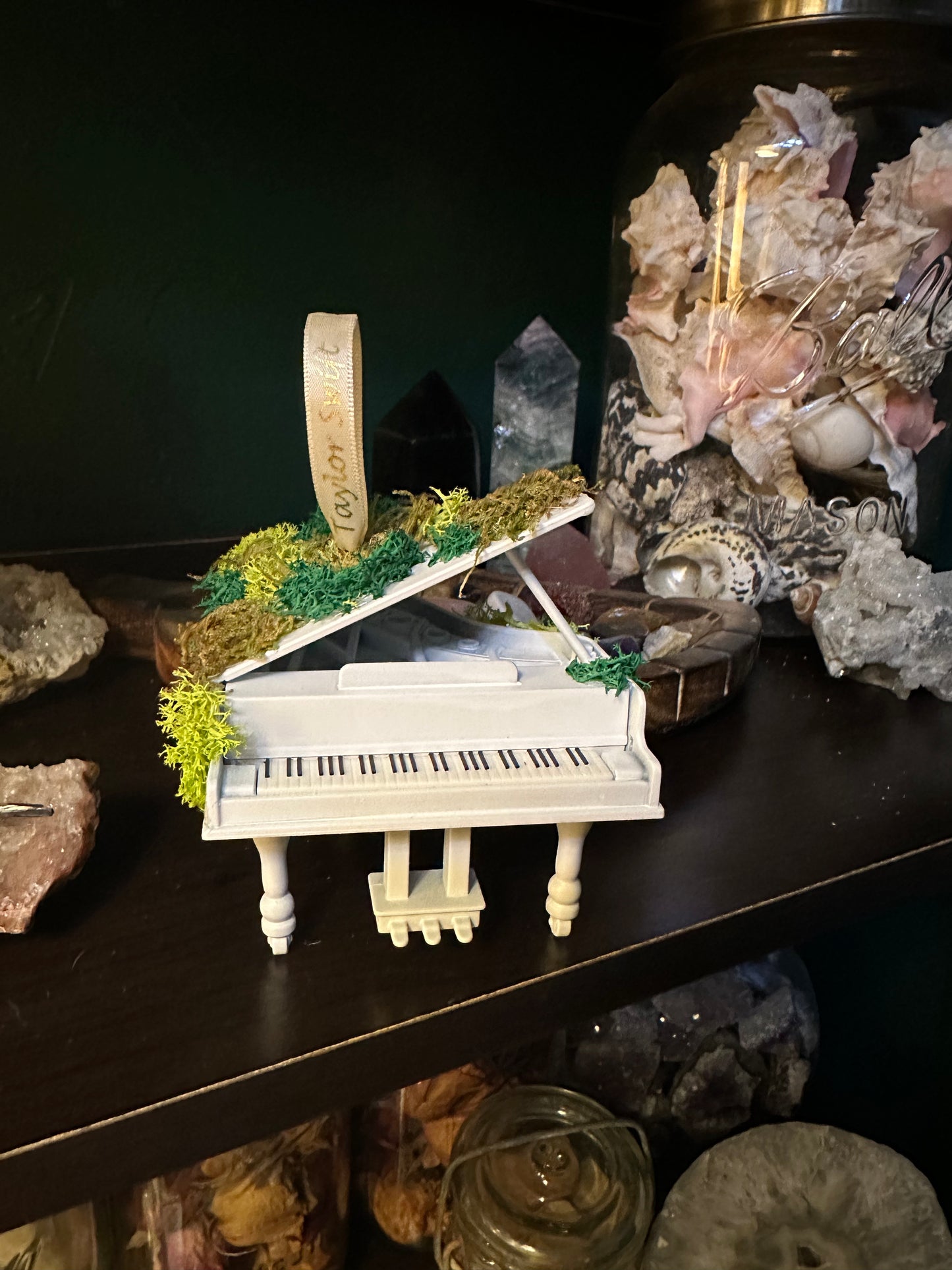 Moss Covered Grand Piano Ornament - Champagne Problems Eras Inspired - Swiftie Piano Christmas Ornament