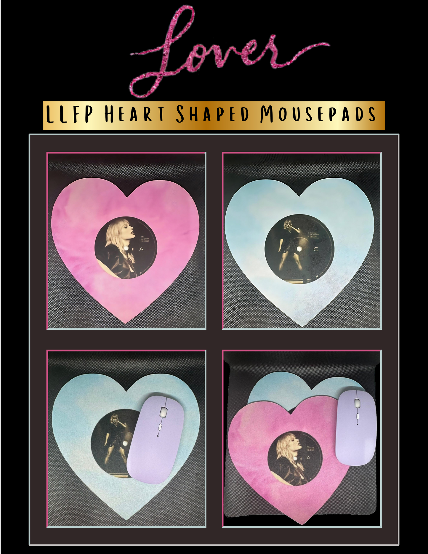 Lover Heart Shaped Mousepads Set LLFP
