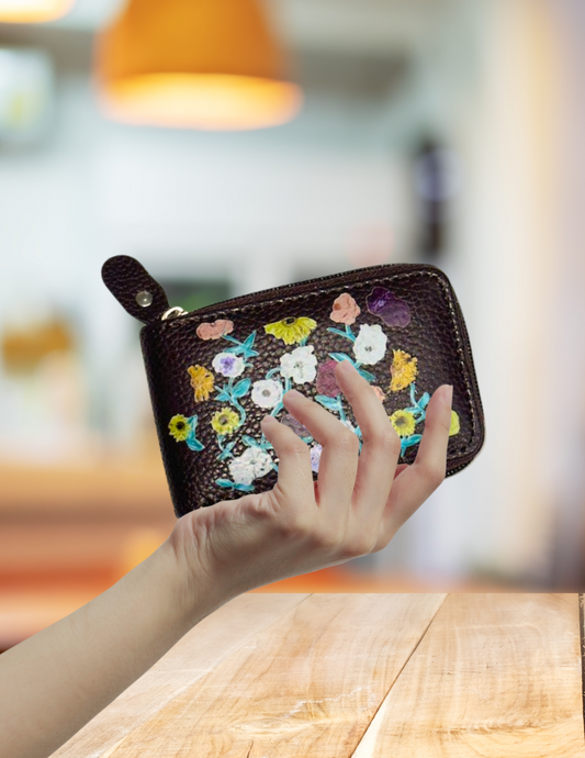 Acoustic Piano Accordion Credit Card Wallet - Espresso Brown