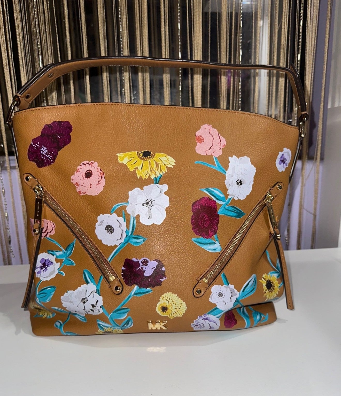 Upcycled Michael Kors Large Evie Shoulder Bag - Acoustic Piano Floral Design