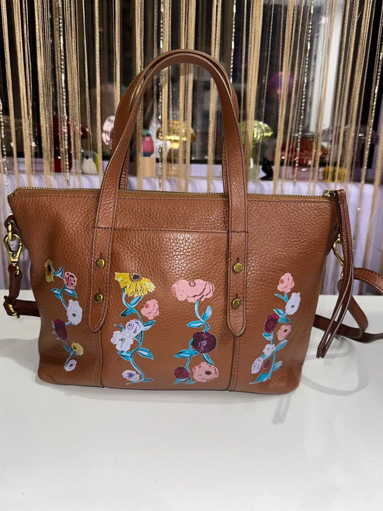 Fossil Jenna Tote/Crossbody - Acoustic Piano Floral Design