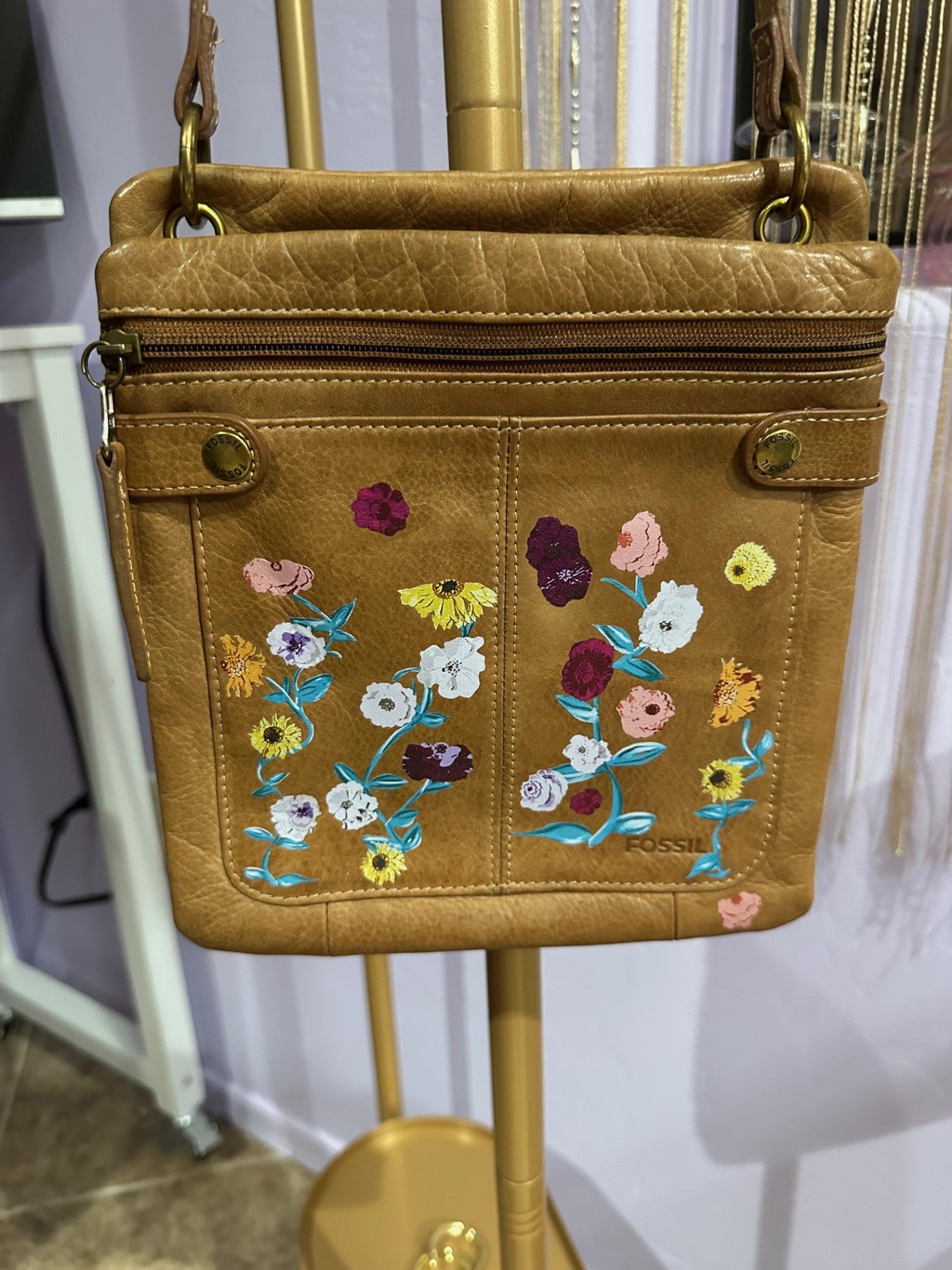 Vintage Fossil Crossbody - Acoustic Floral Design