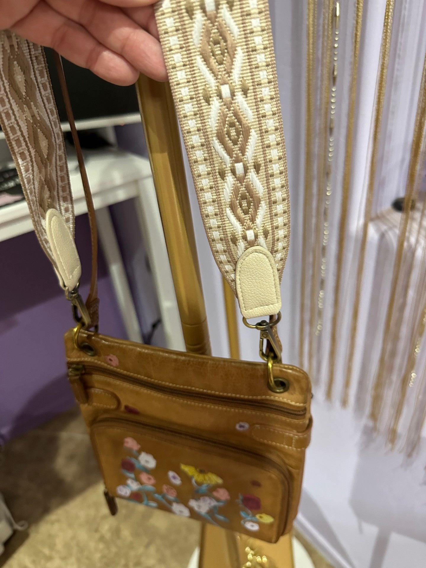 Vintage Fossil Crossbody - Acoustic Floral Design