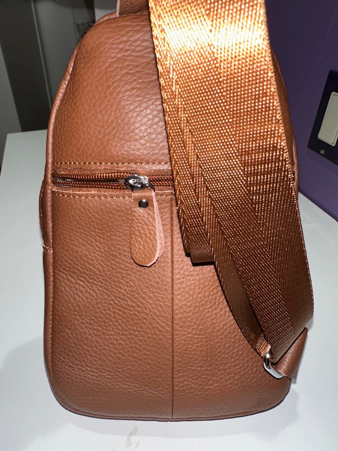 Leather Sling Bag - Acoustic Piano Floral Design