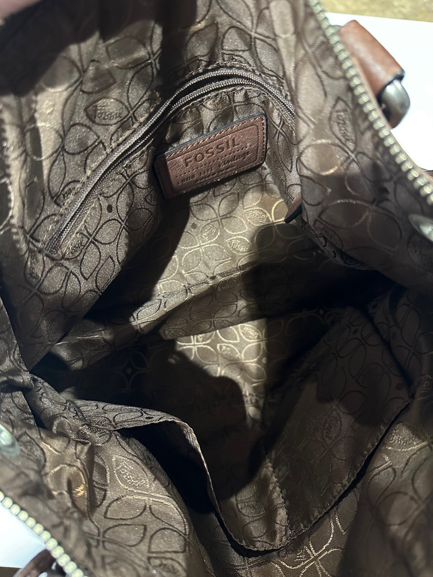 Large Fossil Leather Tote/Crossbody Floral Piano Design