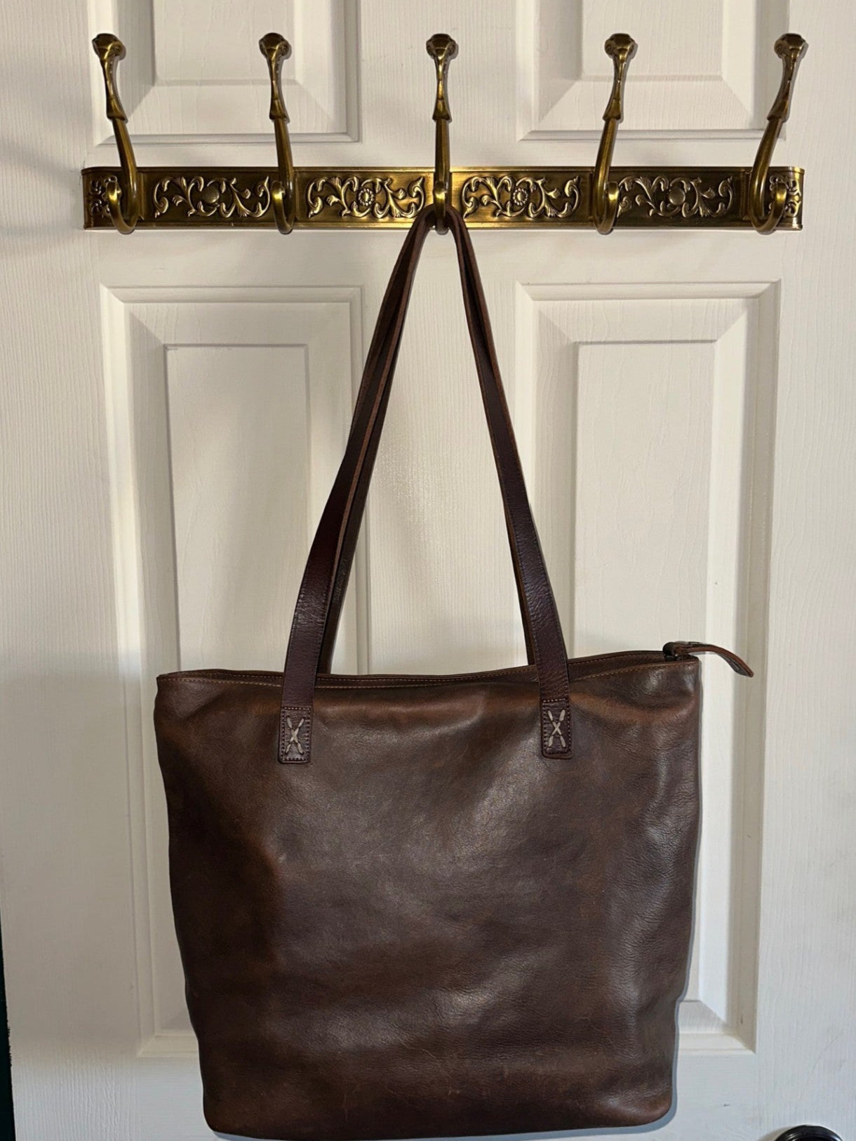 Preloved Vintage Genuine Leather Tote Bag - Swiftied