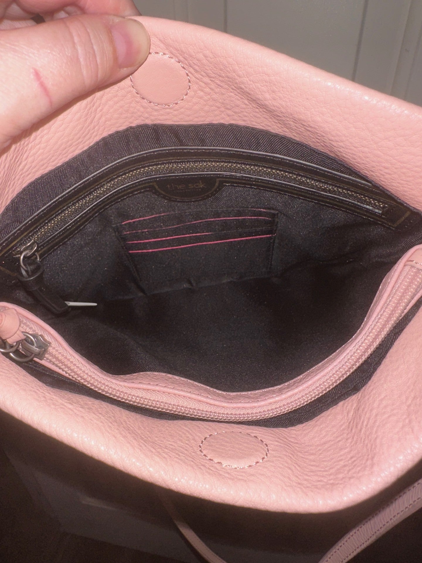 Upcycled Light Pink The Sak Leather Crossbody - Acoustic Piano Floral Design