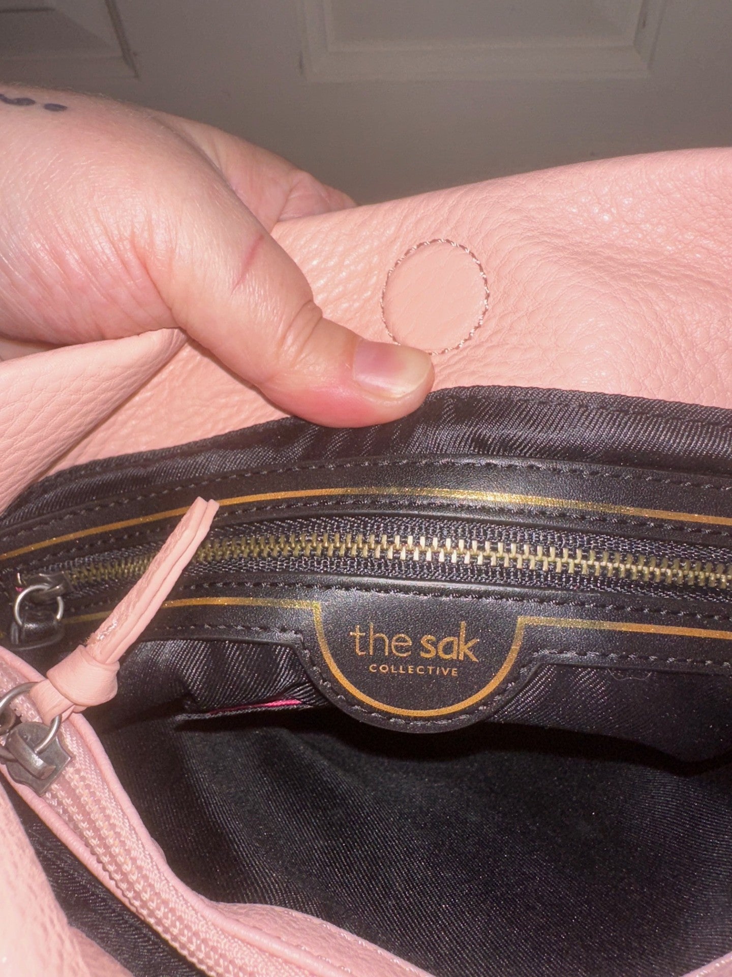 Upcycled Light Pink The Sak Leather Crossbody - Acoustic Piano Floral Design