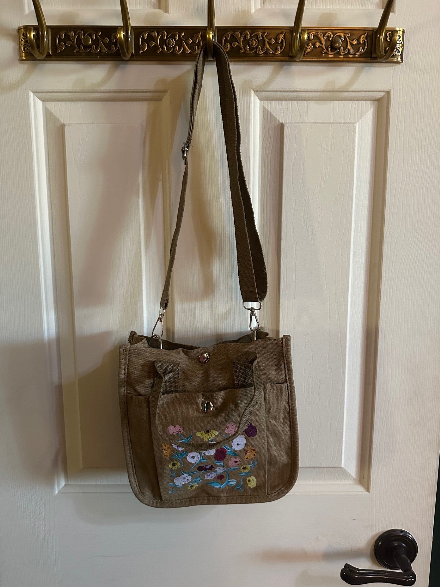 New mini canvas tote with crossbody strap - Acoustic Piano Floral Design